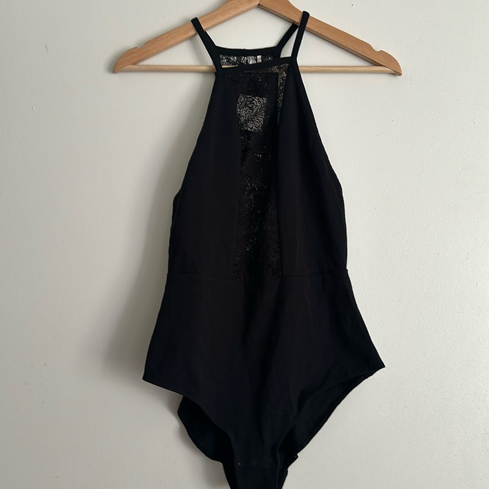 Host Pick Black Urban Outfitters Bodysuit with Lace in the front and back NWT